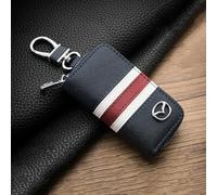 HONGYANFA Étui de Clé Voiture en Cuir pour Ma-zda MX-5 MX 5 MX5, Pochette Étanche Anti-Rayures avec Crochet Métallique,Black