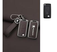 HONGYANFA Étui de Clé Voiture en Cuir pour Peugeot 2008 3008 4008 5008 2010-2015, Pochette Étanche Anti-Rayures avec Crochet Métallique,Brown-Bracelet Buckle