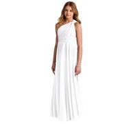 Hongyangjing Robe de demoiselle d'honneur froncée à une épaule, robe formelle plissée pour filles, blanc, 2-3 ans
