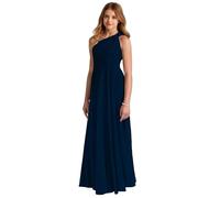 Hongyangjing Robe de demoiselle d'honneur froncée à une épaule, robe formelle plissée pour filles, bleu marine, 8-9 ans