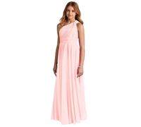 Hongyangjing Robe de demoiselle d'honneur froncée à une épaule, robe formelle plissée pour filles, rose, 1-2 ans
