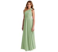 Hongyangjing Robe de demoiselle d'honneur froncée à une épaule, robe formelle plissée pour filles, vert sauge, 10-11 ans