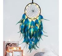 Hongyans Attrape de Rêves LED, Faite Main Capteur de Rêves en Plumes Lumineux Dream Catcher pour Chambre Maison Décoration Tenture Murale Mobile Decoratif Filles Enfants Cadeau
