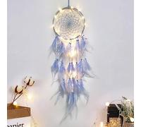 Hongyans Attrape de Rêves LED, Faite Main Capteur de Rêves en Plumes Lumineux Dream Catcher pour Chambre Maison Décoration Tenture Murale Mobile Decoratif Filles Enfants Cadeau