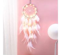 Hongyans Attrape de Rêves LED, Faite Main Capteur de Rêves en Plumes Lumineux Dream Catcher pour Chambre Maison Décoration Tenture Murale Mobile Decoratif Filles Enfants Cadeau