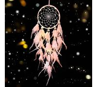 Hongyans Attrape de Rêves LED, Faite Main Capteur de Rêves en Plumes Lumineux Dream Catcher pour Chambre Maison Décoration Tenture Murale Mobile Decoratif Filles Enfants Cadeau