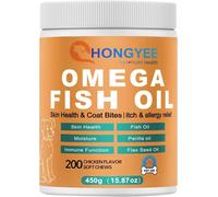 HONGYEE Omega3 Huile De Poisson Soulage Demangeaisons Et Allergies chez Les Chiens Complement Alimentaire Maintient Barriere Cutanee Saine Pelage Brillant Et Systeme Immunitaire Fort Saveur Poulet