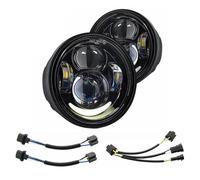 HONGYISM Phare LED H4 De 4,65 Pouces Pour FXDF Pour Dyna Pour Fat Pour Bob Phare Double Moto De 4,5 Pouces Phares Doubles À LED Avec DRL Phares(Black With DRL B)