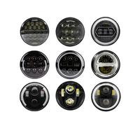 HONGYISM Phares Avant Pour Moto 5 3/4 "LED Phare. 75 Pouces Moto Phare LED Moto Lumière Halo Blanc DRL Yeux D'ange Pour Dyna Pour Sportster Pour Softail(75w black)