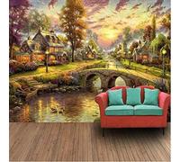 HongYouQi 3D Créatif Salon Décoration Maison Ruisseau Pierre Pont Paysage Créatif Salon Canapé Tv Fond D’Écran-150Cm×105Cm