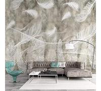 HongYouQi 3D Moderne Mural Décorer Les Lignes De La Chambre À Coucher Plumes Blanches Paysage Minimaliste Créatif Salon Canapé Tv Fond D’Écran-350Cm×256Cm