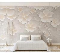 HongYouQi 3D Moderne Murale Décorer Chambre À Coucher Fleurs Blanches Fleur Paysage Étude Salon Bureau Fond Murale-430Cm×300Cm
