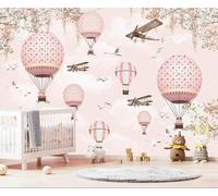 HongYouQi 3D Salon Mural Décoration Intérieure Rose Ballon Paysage Paysage Salon Chambre Fond D’Écran Art Fond D’Écran-300Cm×210Cm