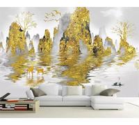 HongYouQi Bleu Paysage Montagne Pic Vue Du Lac Maison Fond D’Écran Canapé Chambre Salon Moderne Tv Fond-200Cm×140Cm