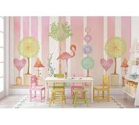 HongYouQi Dessin Animé Animal Flamant Rose 3D Maison Fond D’Écran Canapé Tv Chambre Salon Fond-200Cm×140Cm