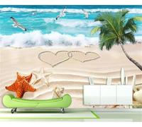 HongYouQi Étoile De Mer Cocotier Bleu Plage Texture Fond D’Écran Décoration Chambre À Coucher Maison Murale Fond D’Écran-300Cm×210Cm