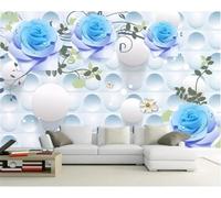 HongYouQi Feuille Florale Bleue Papier Peint Décor D’Intérieur Fond D’Écran Texturé Salon Tv-350Cm×256Cm