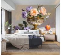 HongYouQi Papier peint 3D Bol Vintage En Bronze Fruits Fleurs | Textures Décoratives et Luxueuses Idéales Pour Les Bureaux Espaces de Travail Maisons Chambres Salons et Murs Tv-400cm×280cm