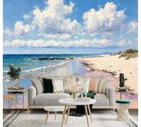 HongYouQi Papier peint 3D Ciel Bleu Nuages Blancs Mer Plage | Textures Décoratives et Luxueuses Idéales Pour Les Bureaux Espaces de Travail Maisons Chambres Salons et Murs Tv-150cm×105cm