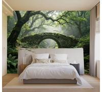 HongYouQi Papier peint 3D Forêt Ruisseau Soleil Pont En Pierre | Textures Décoratives et Luxueuses Idéales Pour Les Bureaux Espaces de Travail Maisons Chambres Salons et Murs Tv-430cm×300cm