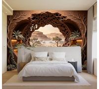 HongYouQi Papier peint 3D Gorges Rivières Arbres Rochers Et Grottes | Textures Décoratives et Luxueuses Idéales Pour Les Bureaux Espaces de Travail Maisons Chambres Salons et Murs Tv-300cm×210cm