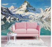 HongYouQi Papier peint 3D Montagnes Enneigées Lacs Ciel Bleu Reflets | Textures Décoratives et Luxueuses Idéales Pour Les Bureaux Espaces de Travail Maisons Chambres Salons et Murs Tv-400cm×280cm