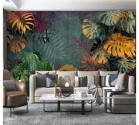 HongYouQi Papier peint 3D Plantes Tropicales En Relief Feuilles Rétro | Textures Décoratives et Luxueuses Idéales Pour Les Bureaux Espaces de Travail Maisons Chambres Salons et Murs Tv-250cm×170cm