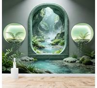 HongYouQi Papier peint 3D Sommets Gorges Rivières Fougères | Textures Décoratives et Luxueuses Idéales Pour Les Bureaux Espaces de Travail Maisons Chambres Salons et Murs Tv-200cm×140cm