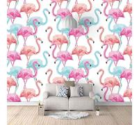 HongYouQi Rose Animal Flamant Rose 3D Moderne Fond D’Écran Décoration De La Maison Créatif Salon Canapé Fond De Télévision-350Cm×256Cm