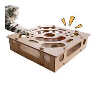 Honhoha Boîte d'Enrichissement pour Limage des Griffes de Chat,Lime à Griffes Interactive,avec Clochette et Balle, Boîte d'Activité à Griffe Puzzle | pour Entraînement, Dentition, Exercice des Chats