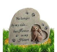 Honhoha Chat de Pierres commémoratives pour Animaux de Compagnie,Résine Chat Jardin Pierre Coeur en Forme - Pierre de Jardin pour Chat, Pierres tombales en résine résistantes aux intempéries, Cadeaux