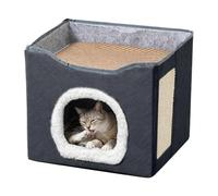 Honhoha Panier pour Chat | Semi-Fermé Lavable - Grande Cave pour Chat - pour Chaton Petit Moyen Grand Porche Balcon Jardin Cour Grange