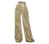 Honhoha Pantalon Brillant Femme, Pantalon Large Scintillant - Pantalon décontracté léger Taille Haute | Tenue de soirée, Pantalon évasé élastique Doux pour Femmes et Filles