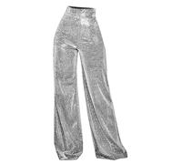 Honhoha Pantalons pailletés Femmes, Pantalons Scintillants Taille Haute | Pantalon Large à Paillettes Scintillantes pour Femmes et Filles,Pantalon Long Lounge, Tenue de soirée, Pantalon évasé Doux