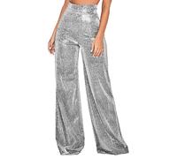 Honhoha Pantalons Scintillants pour Femmes, Pantalons Brillants Femmes | Pantalon décontracté Confortable Pantalon Large Scintillant,Pantalon Long Lounge, Tenue de soirée, Pantalon évasé Doux