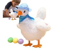 Honhoha Poule Musicale en Peluche,Poulets pondeurs Qui chantent et Dansent - Figurine de Poulet réaliste avec Chapeau et écharpe pour réunion de Famille, fête de Vacances, Interaction