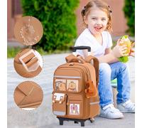 Honhoha Sac à Dos à Roulettes | Sacs À Dos Roulants Pour École Avec Design Capybara,Poignée Rétractable Réglable Grande Capacité Voyage École Bureau