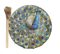 Honhoha Tambour chamanique d’oiseau, tambour chamanique fait à la main, Tambour de méditation Tambour à main, Tambours chamaniques 9,8 pouces guérisseur sonore, outils chamaniques motif oiseau,