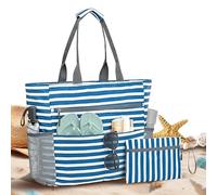 Honhoha Tote de Plage, Grand Sac de Piscine Imperméable Anti-Sable, Pochette Pliable Organisateur pour Lunettes de Soleil Femmes Bouteille d'Eau Vacances