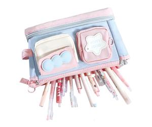 Honhoha Trousse À Crayons,Style Cartoon Organisateur Fourre-Tout | Rangement pour Gomme Règle Stylos Feuilles Adhésives - Usage Quotidien École Adolescente Femme