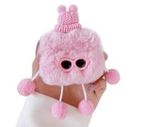 HONHULEE Coque pour AirPods 4 2024 poilue Coque Housse Étui Protecteurpour pour écouteurs Coque créatif décoration Couverture Mignonne Housse de Protection,Boule de Charbon de Lunettes Rose