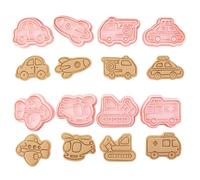 Honicemar Lot de 8 Emporte Pièces Moule 3D Plastique Biscuit Moule, Motif Dessin Animé Moule Véhicule D'ingénierie des Transports Cookie Pour Pâtisserie Décoration de Fondant Biscuit Gâteau