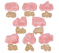 Honicemar Lot de 8 Emporte Pièces Moule 3D Plastique Biscuit Moule, Véhicule Moule D'ingénierie des Transports Cookie Pour Pâtisserie Décoration de Fondant Biscuit Gâteau