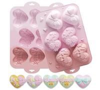 Honicemar Moule à Chocolat 6 Cavités Cœur, Outils de Pâtisserie DIY pour Cœur Thème, Moules Silicone Antiadhésifs pour Gâteaux Chocolats Gelée Bonbons Glaces Biscuits, etc., Couleur Aléatoire