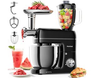 HONINST Mixeur multifonction 7-en-1 sur socle avec tête inclinable et accessoires, 6,5 L - Noir