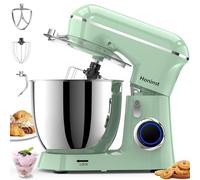 Honinst Robot de cuisine pétrisseur, 10 niveaux de puissance machine à pétrir, machine à pâte 1400W, batteur avec bol en acier inoxydable de 6,5L, fouet, crochet pétrisseur, fouet et