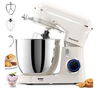 Honinst Robot de cuisine pétrisseur, machine à pétrir à 10 vitesses, machine à pâte 1400W, malaxeur avec bol en acier inoxydable de 6,5L, fouet, crochet pétrisseur, fouet et protecteur