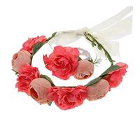 HONITANO 1 ensemble Couronnes de Fleurs pour Mariage Bandeau Floral et Bracelet de Fleurs Accessoires pour Fête Danse Anniversaire et Autres Occasions Spéciales