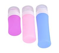 HONITANO 1 ensemble Kit de Bouteilles de Voyage Silicagel Ensemble de Flacons Cosmétiques Rose Bleu avec Sac PVC pour Produits de Beauté et Articles de Toilette Avion
