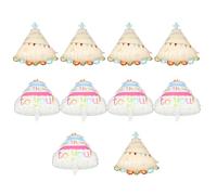 HONITANO 10 Pièces Ballons Aluminium pour Fête Anniversaire Décorations Grandes Forme de Chapeau et Gâteau à Trois Couches pour Ballons pour Anniversaires Showers et Événements Thématiques